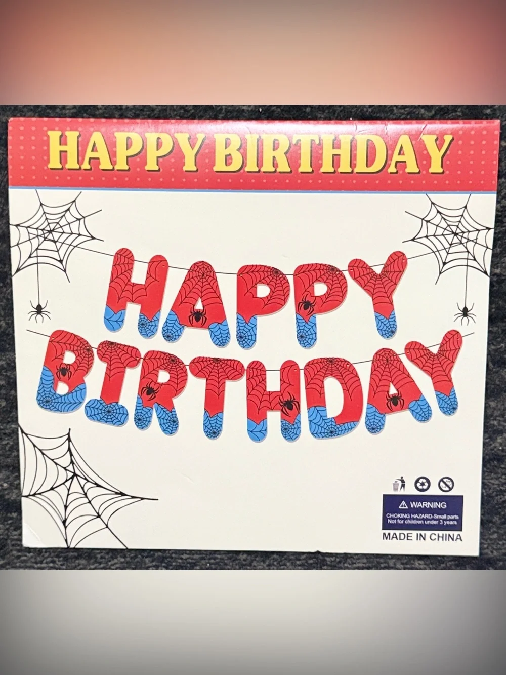 💜 Spider Theme Happy Birthday Banner - Letters